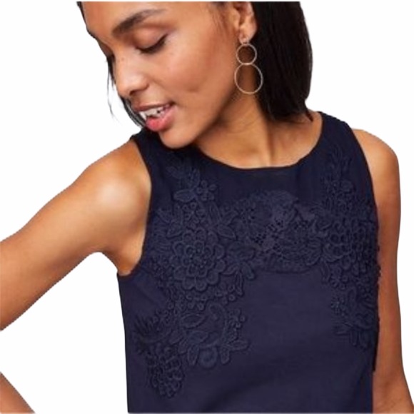 NEW The LOFT | Floral Lace Navy Flippy Dress - Picture 2 of 7